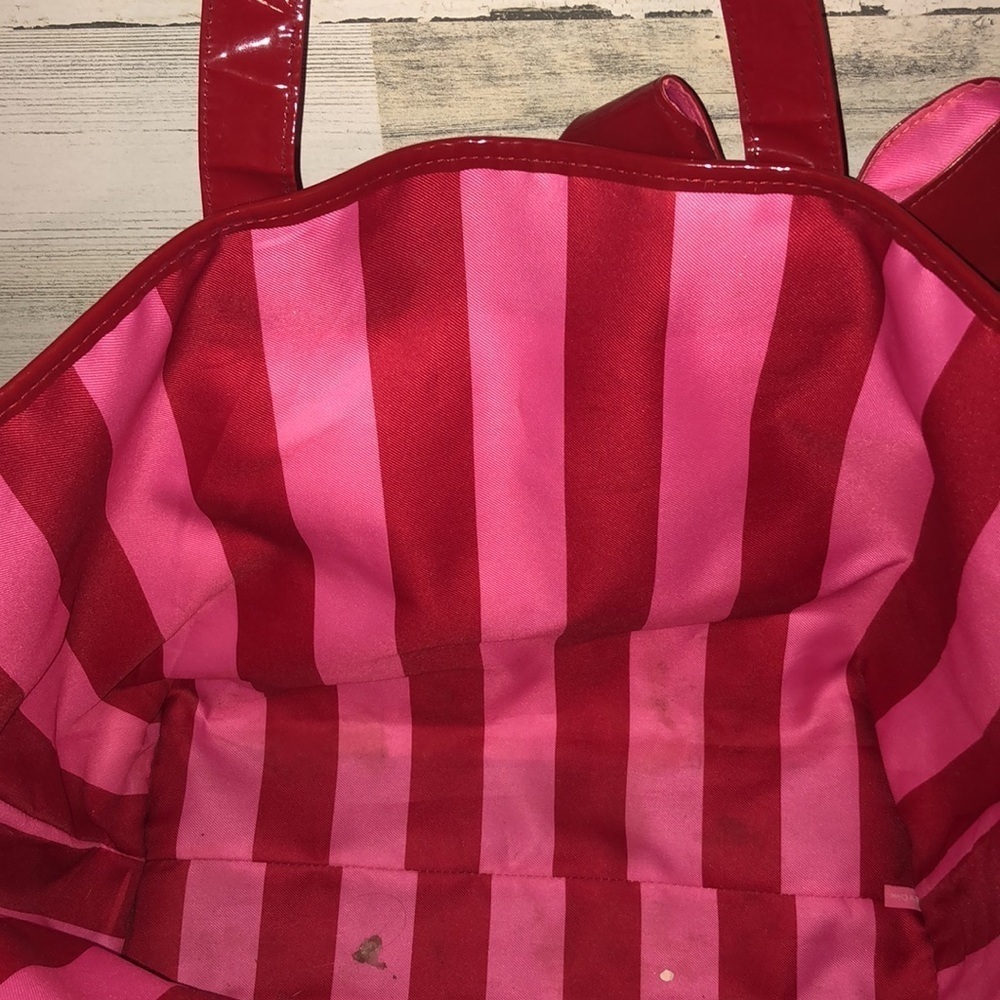 Victoria secret red and pink big bow tote bag travel bag beach bag weeke… - Picture 4 of 4